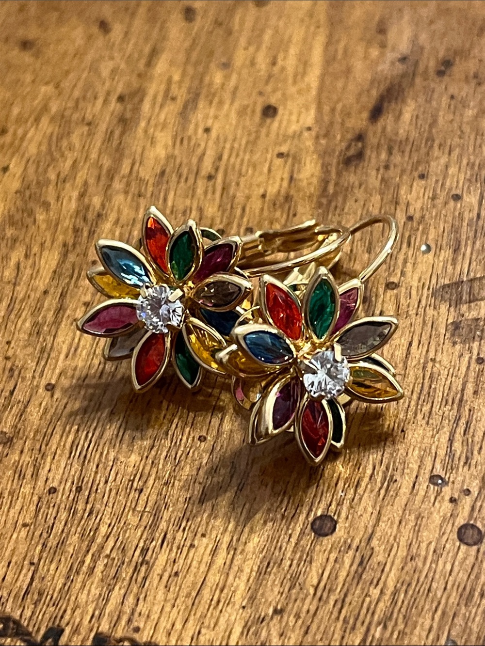Floral Gold Toned Earrings